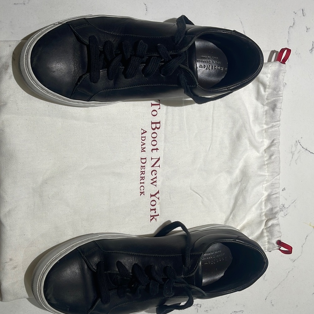 to boot NY Adam Derrick men’s black leather sneakers-lightly warn, size 7